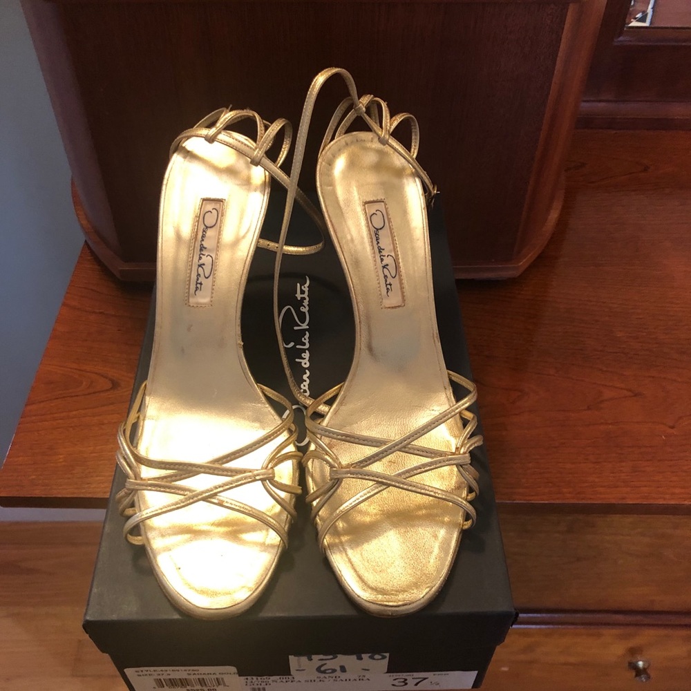 Gold Oscar de la Renta strappy sandals